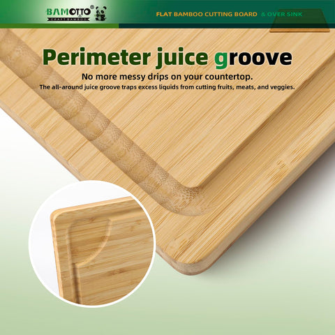 BAMOTTO CRAFTBAMBOO extra-large board with handles for easy lifting
