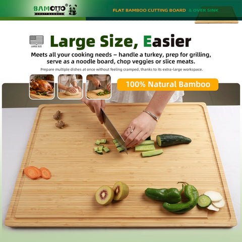 BAMOTTO CRAFTBAMBOO board in use as a generous cheeseboard or carving station