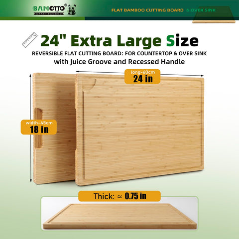 BAMOTTO CRAFTBAMBOO XL cutting board juice groove close-up for tidy counters