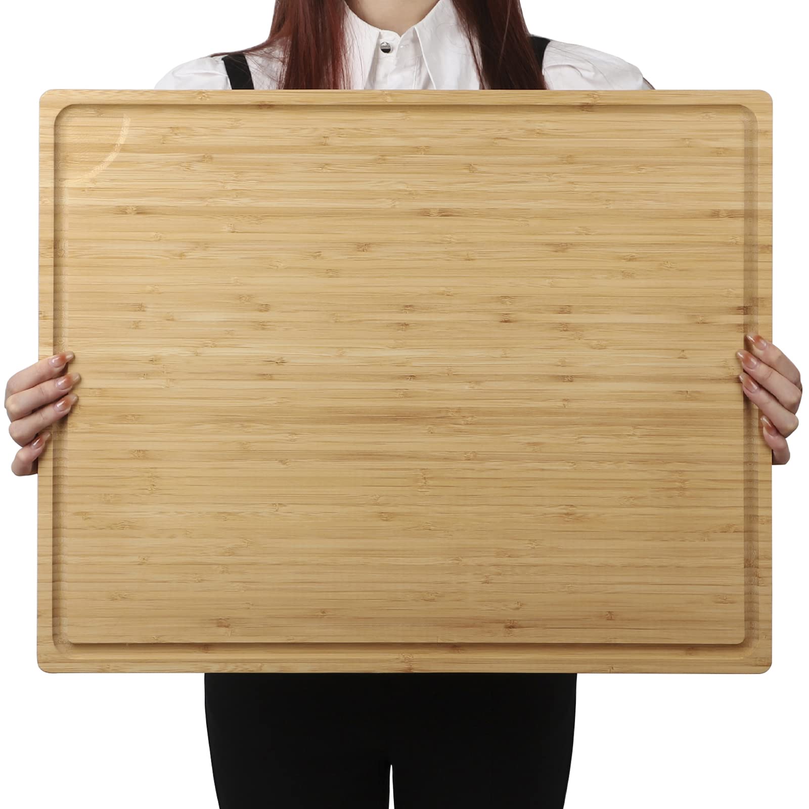 BAMOTTO CRAFTBAMBOO XXL cutting board top view showing ample space for poultry and vegetables