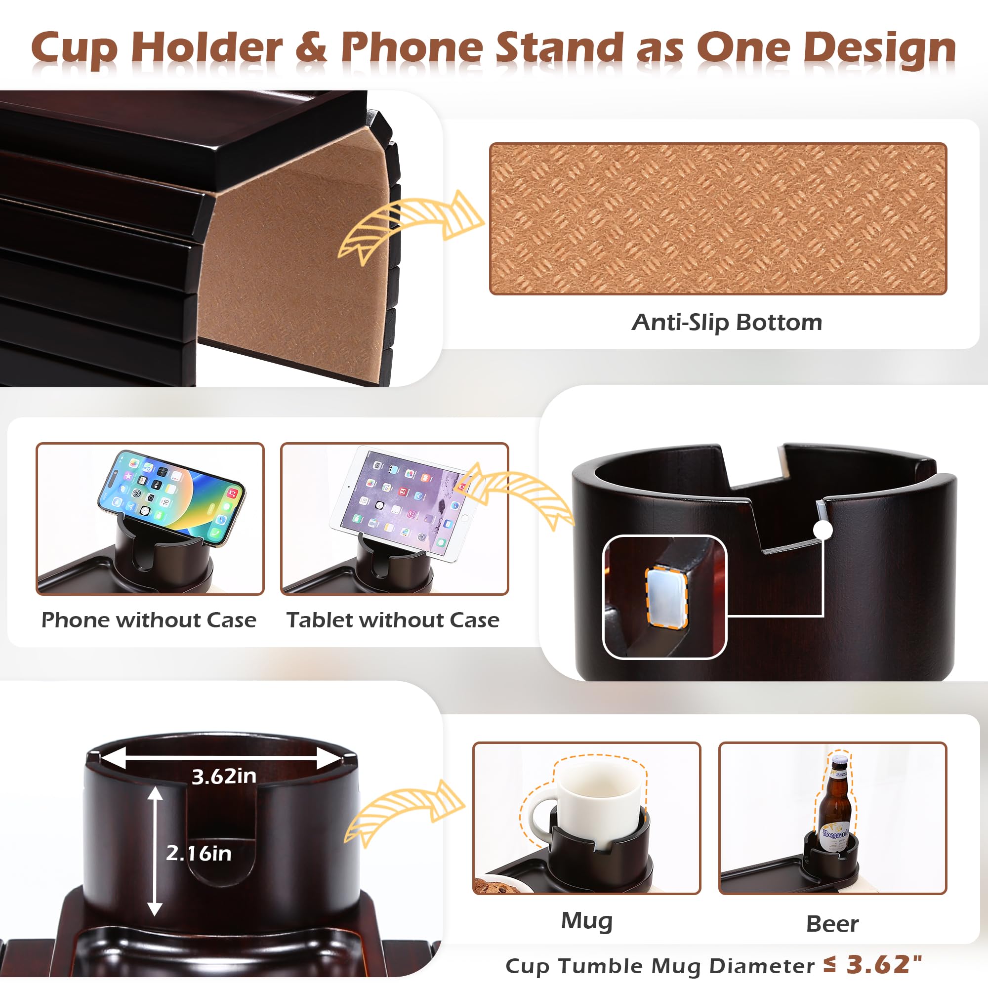 BAMTRAY non-slip pad keeps drinks stable on cushions