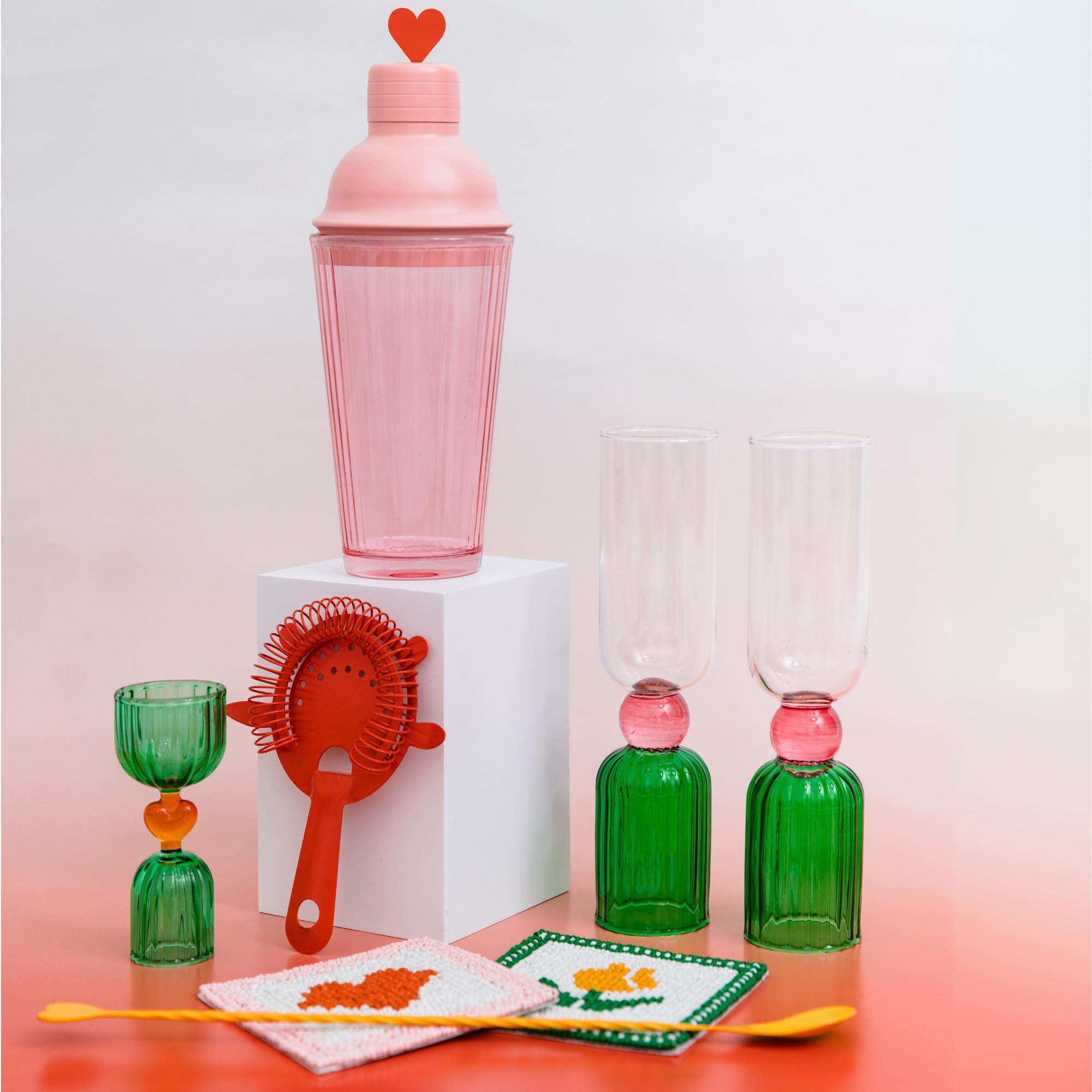 ban.do bar glass set 2 handwash-only care preserves color and texture.