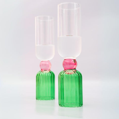 ban.do bar glass set 2 pink midline accent adds playful color to cocktails.