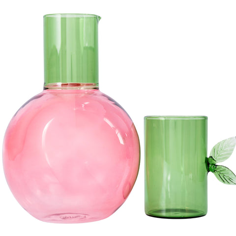 Ban.do cute cherry glass carafe with cup lid ideal for bedside hydration.