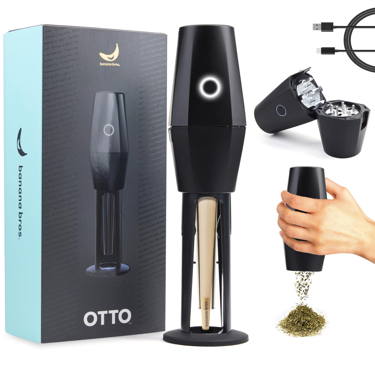 Banana Bros OTTO electric spice grinder top view for compact kitchen use