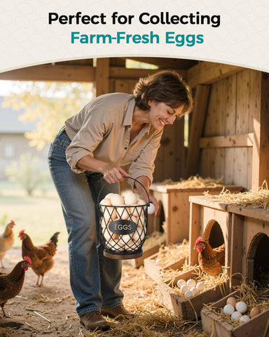 Banawey egg basket on counter demonstrating rustic farmhouse charm