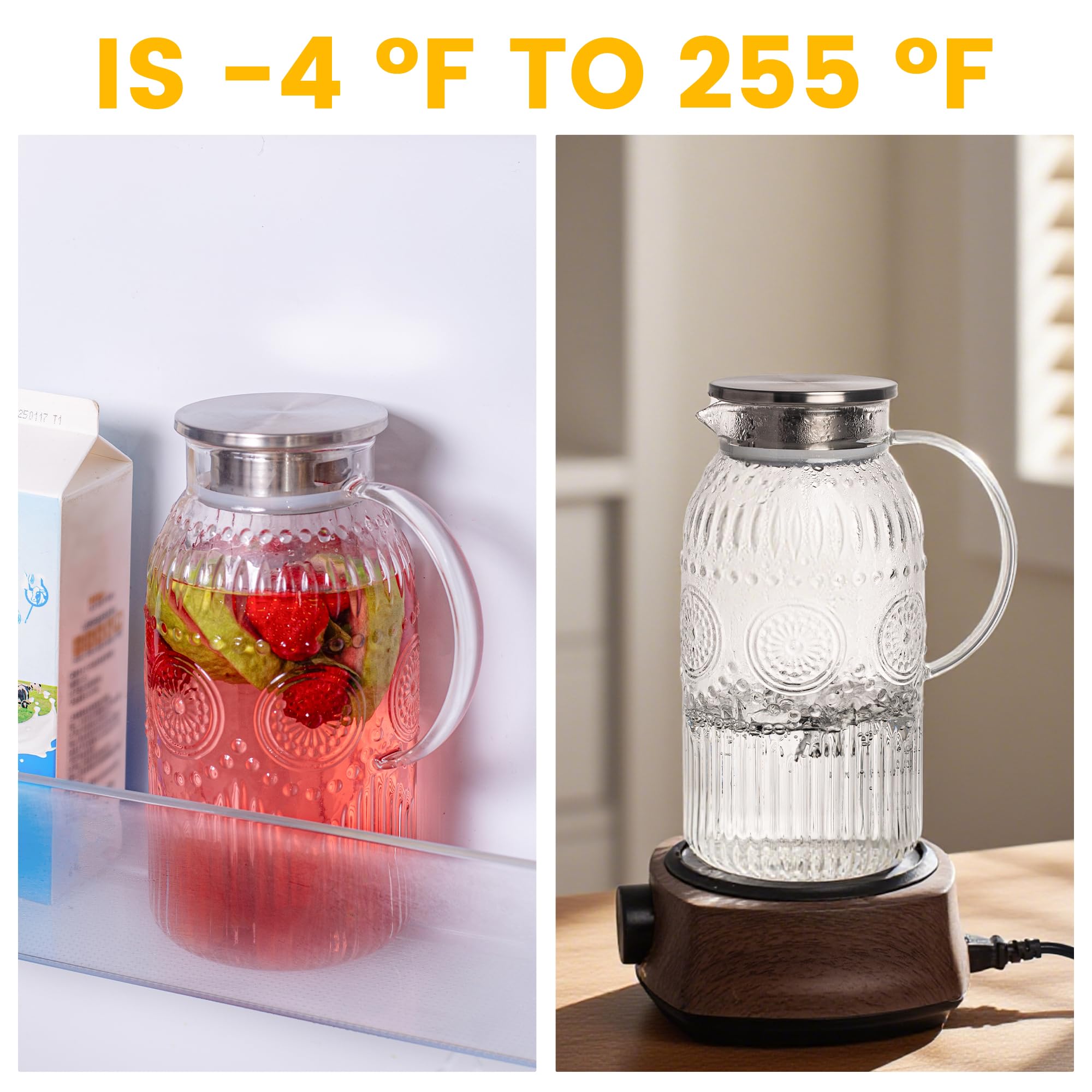 Bandesun 2-liter capacity pitcher perfect for serving families or small gatherings.