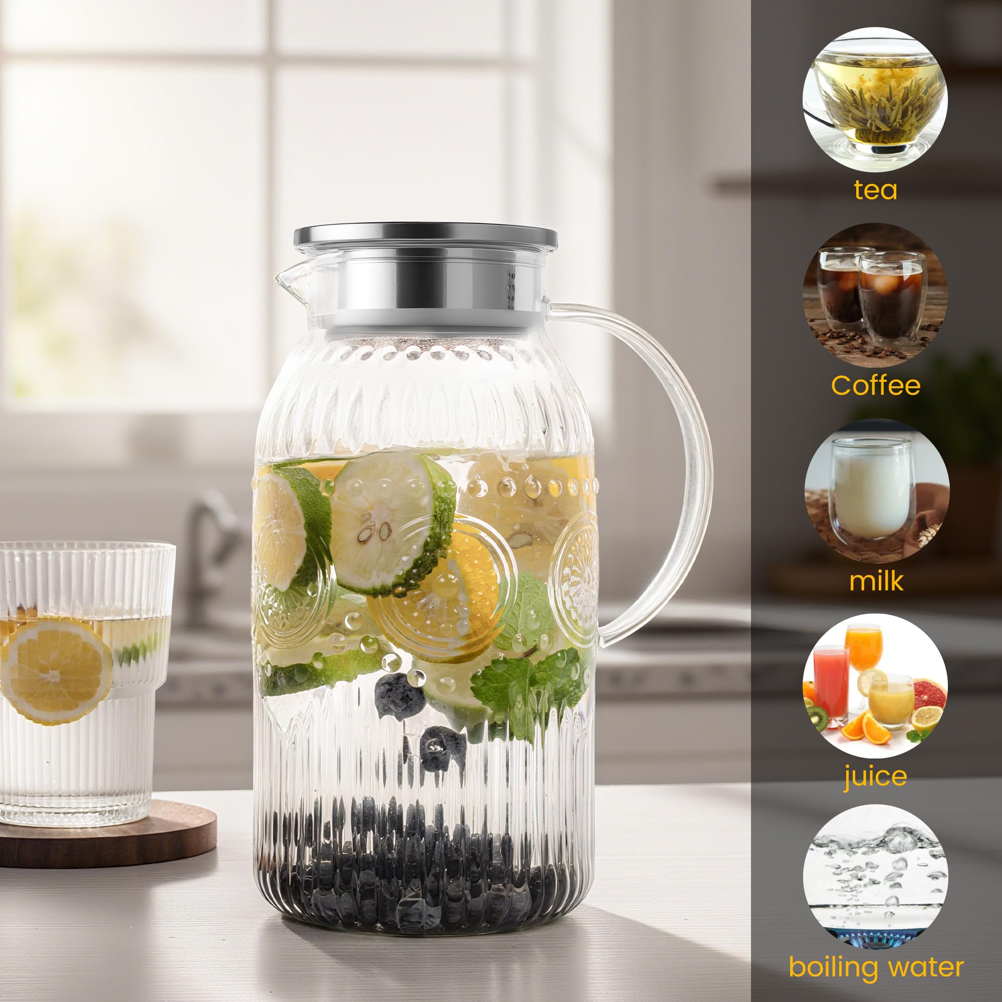 Bandesun glass pitcher ready for fridge storage and chilled beverages.