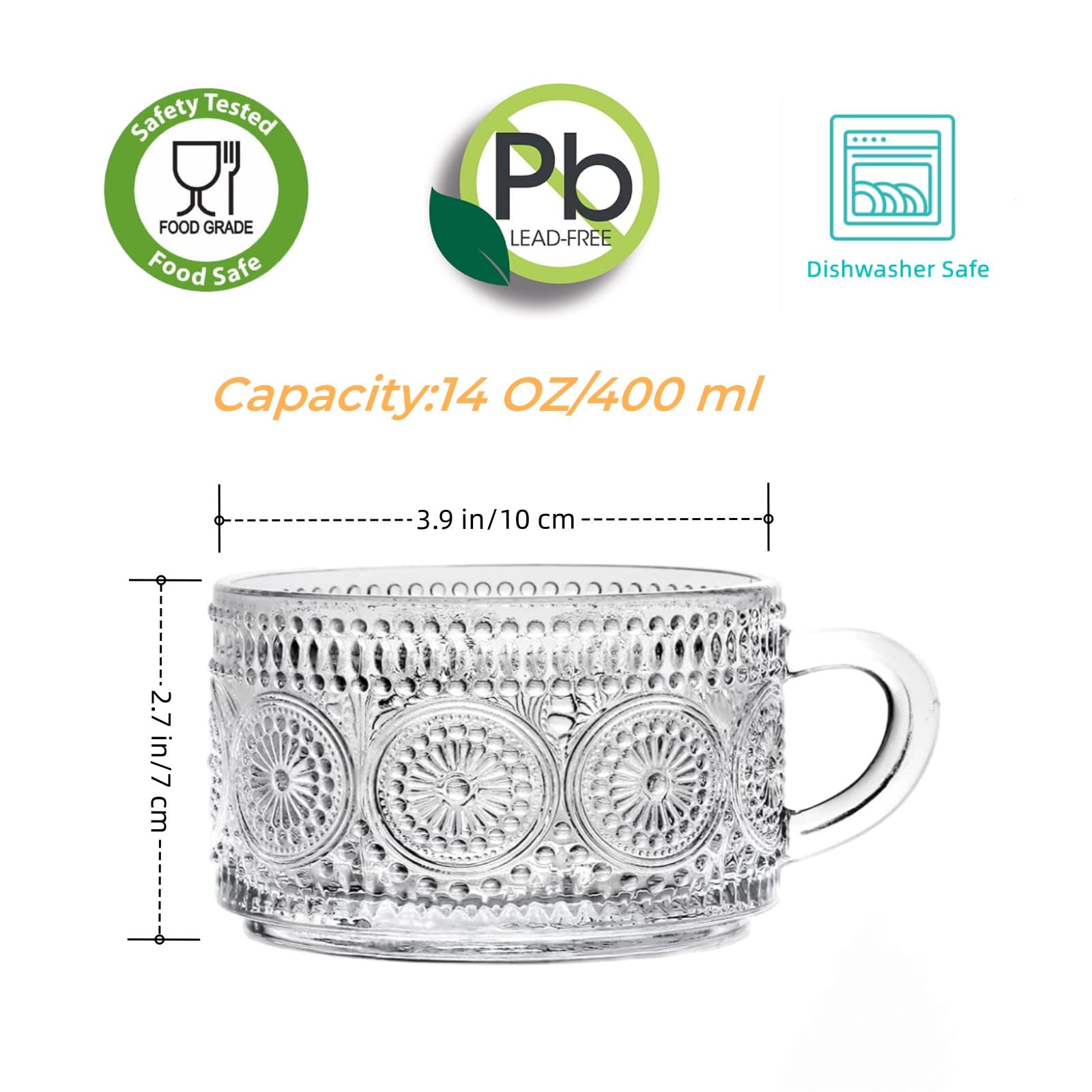 Bandesun glassware with handle for easy grip and hot beverage safety