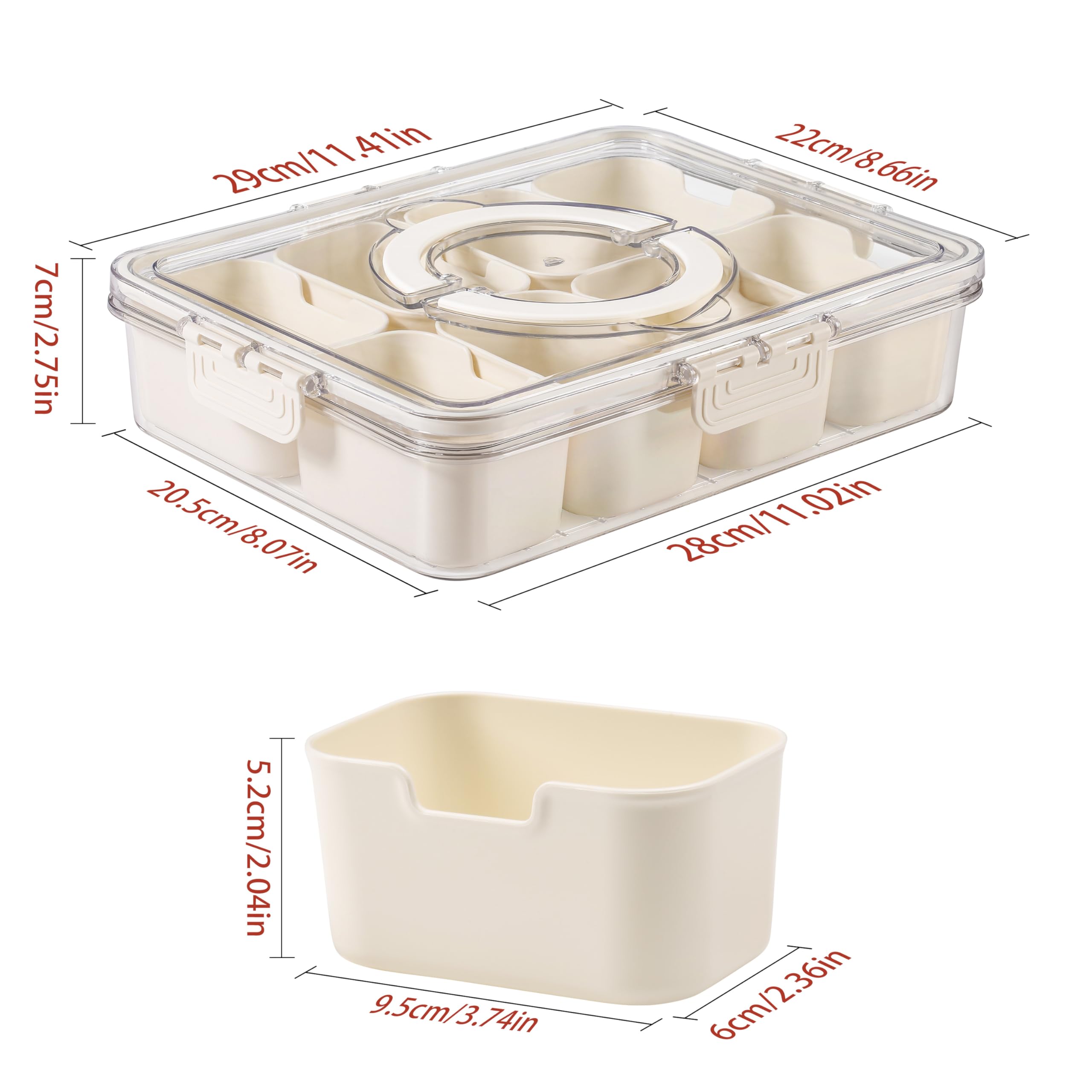 Bandesun snackle box charcuterie container keeps candies and nuts neatly separated during transport.