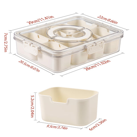 Bandesun snackle box charcuterie container keeps candies and nuts neatly separated during transport.