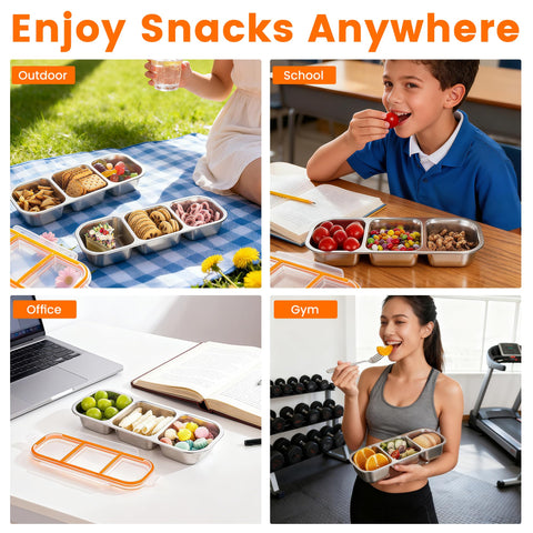 Bandesun stackable design saves space in lunch bags and cupboards.