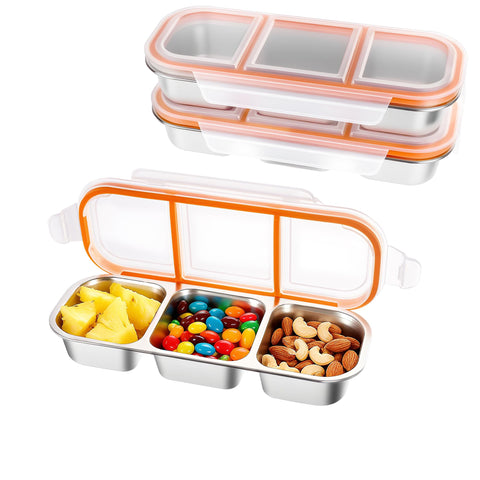 Bandesun three-compartment stainless steel snack container keeps meals organized on the go.