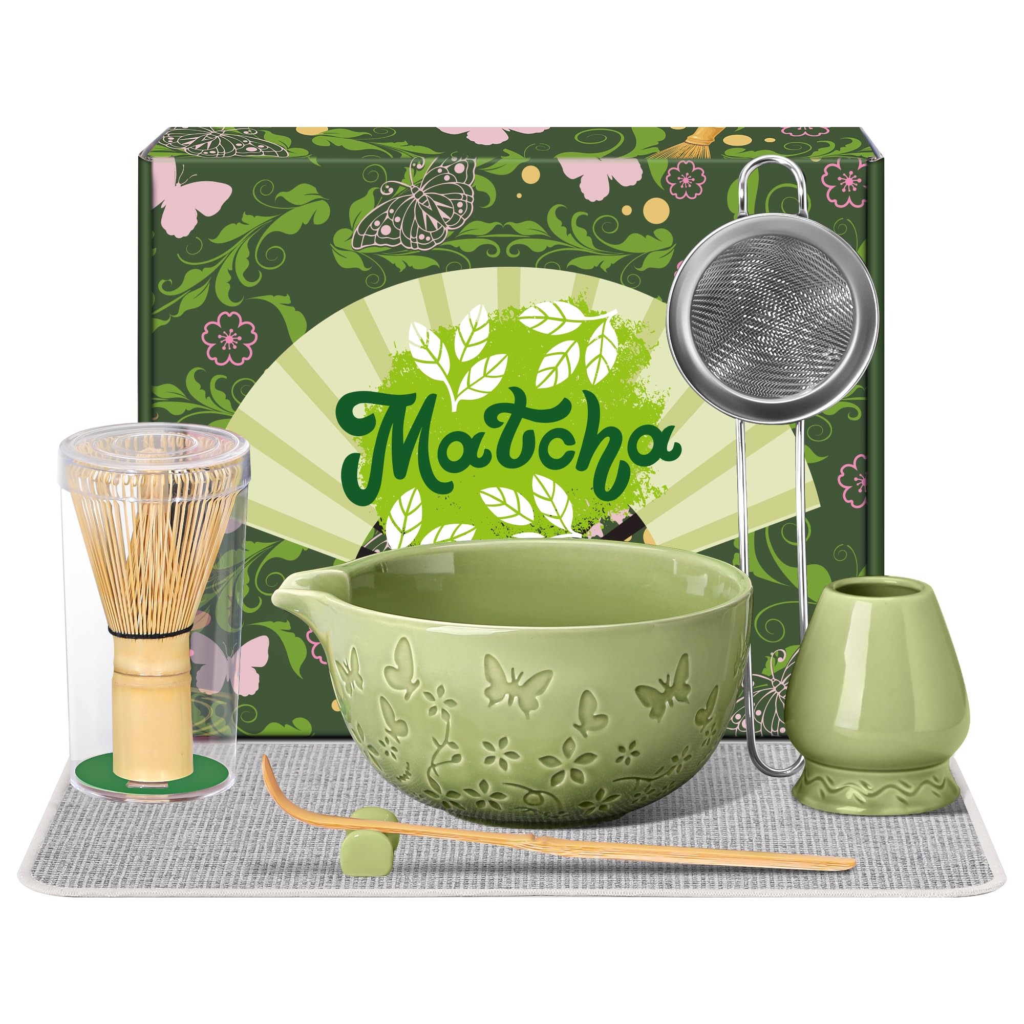 Bandiction ceramic matcha bowl with pour spout for easy transferring