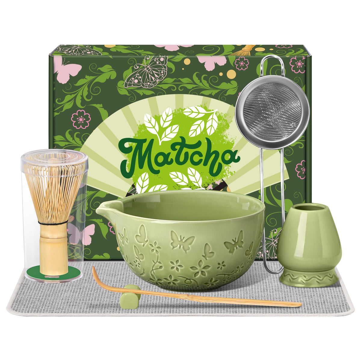 Bandiction ceramic matcha bowl with pour spout for easy transferring