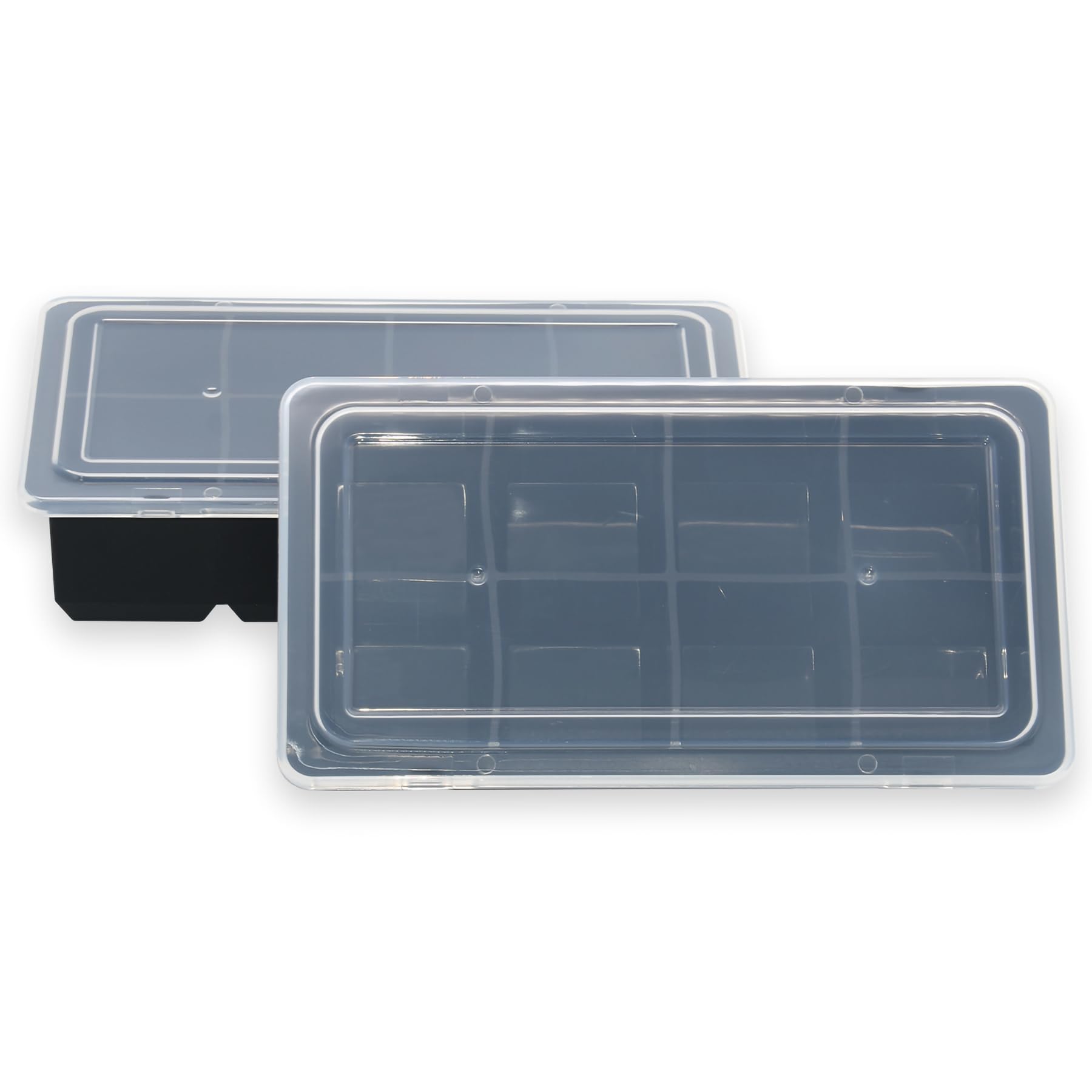 Bangp two-pack stackable trays with lids store neatly in the freezer and prevent odors.