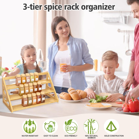 Banlilus Spice Rack on cabinet or countertop keeps spices accessible.