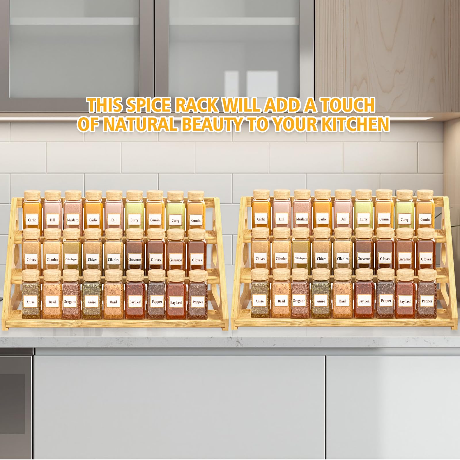 Banlilus bamboo rack with durable finish enhances kitchen storage.