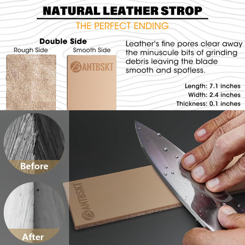 Bantbskt leather strop and polishing compound for refined edge finish