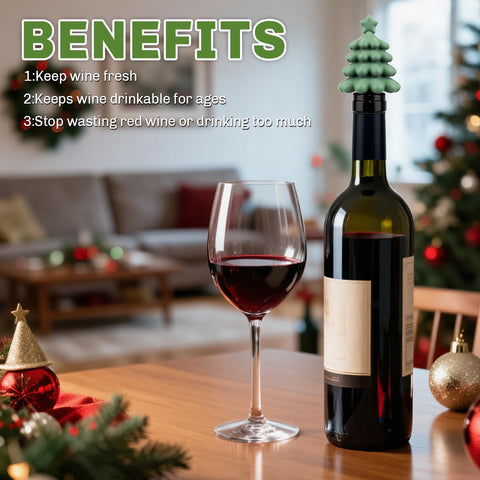 Banvih Christmas Tree wine stopper angle-3 highlights easy removal and quick cleanup after use.