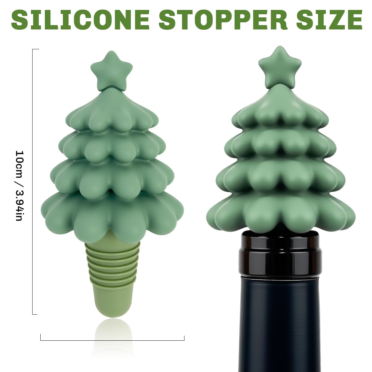 Banvih Christmas Tree wine stopper angle-4 captures festive design perfect for gifts and gatherings.