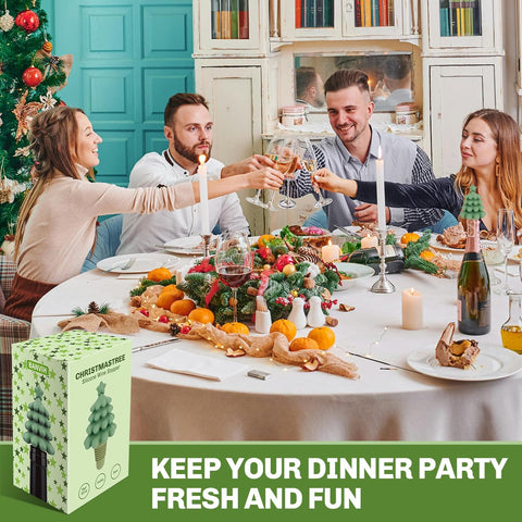Banvih Christmas Tree wine stopper angle-5 emphasizes durable silicone and leakproof performance.