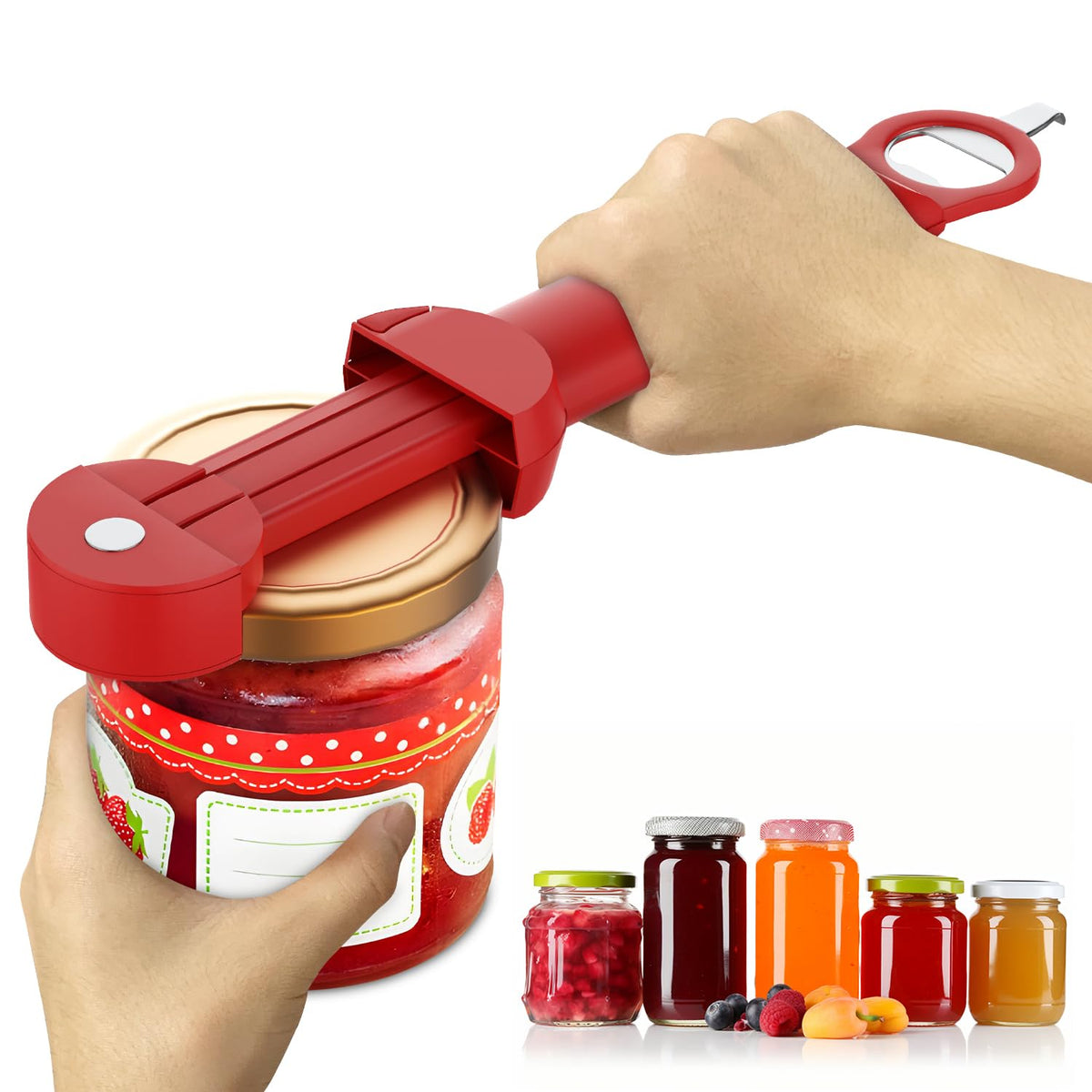 Banyaa jar opener showing multi-function design for easy lid removal