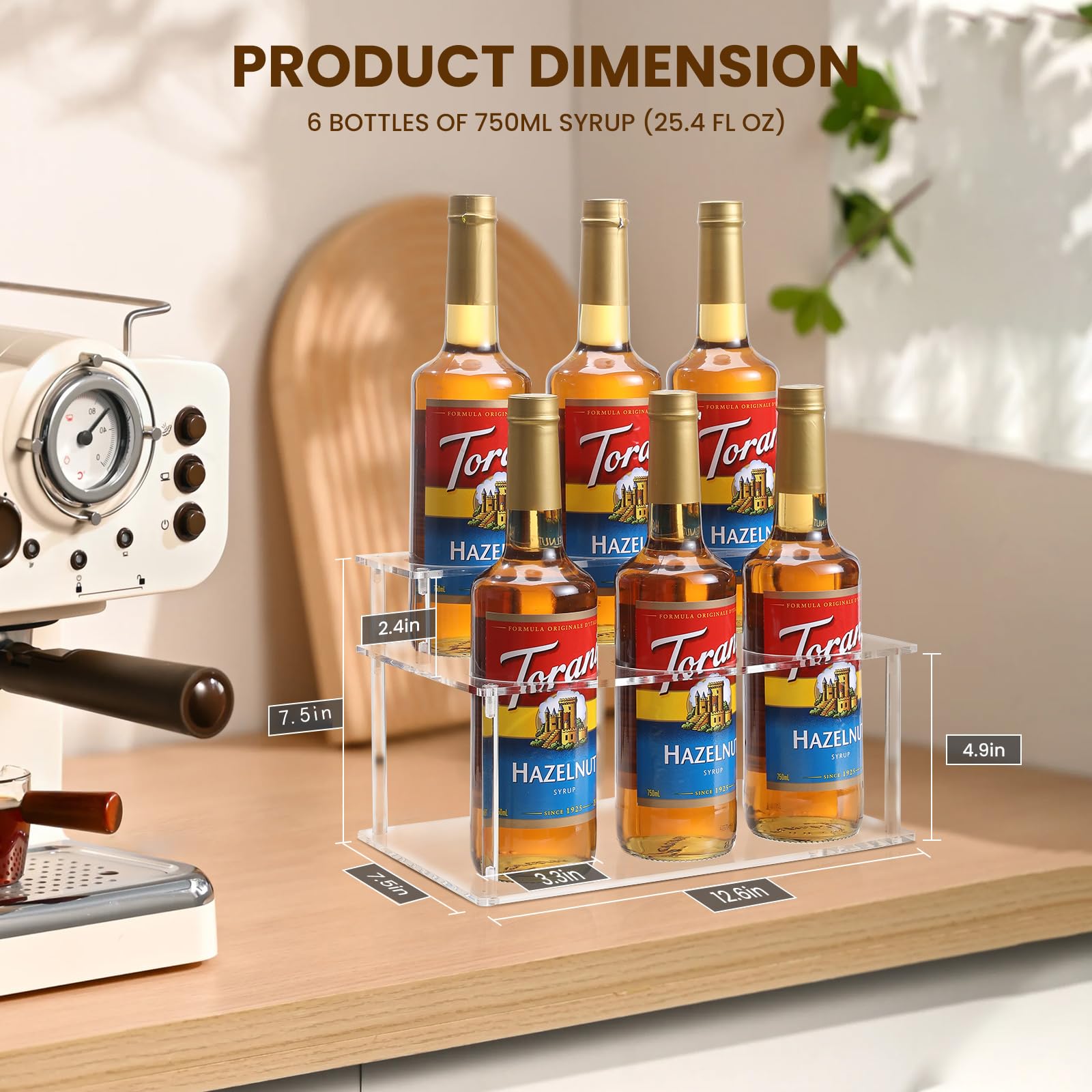 Baosia syrup bottle holder for coffee bar enhances workflow and keeps syrups within reach.