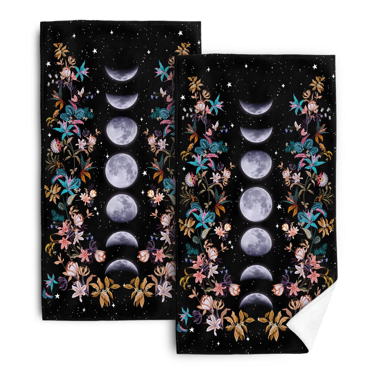 Bapcoku witchy black towels with Luna moon phases for stylish kitchen drying.