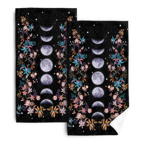 Bapcoku witchy black towels with Luna moon phases for stylish kitchen drying.