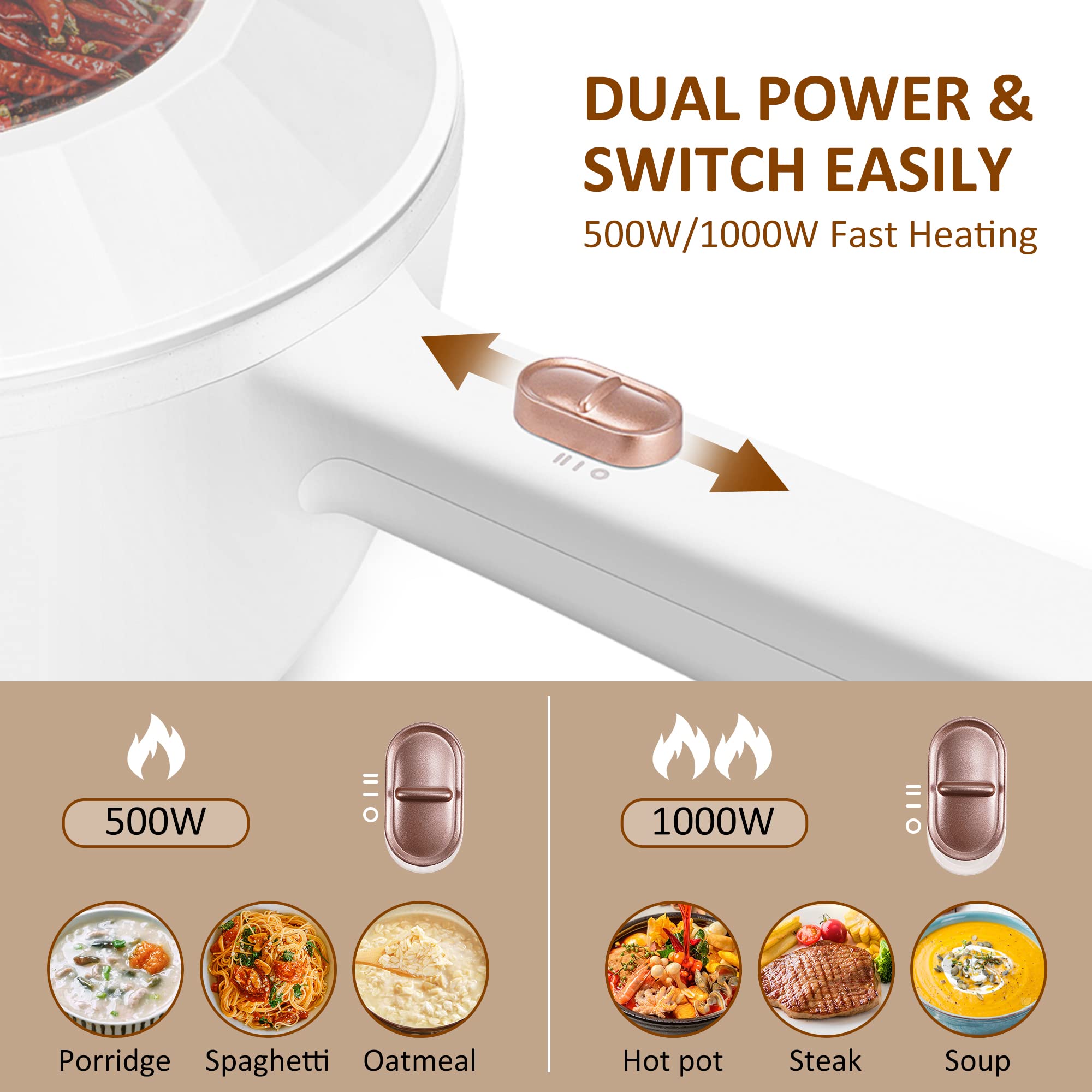 Bar Bear Hot Pot Electric power-control with two settings speeds up cooking.