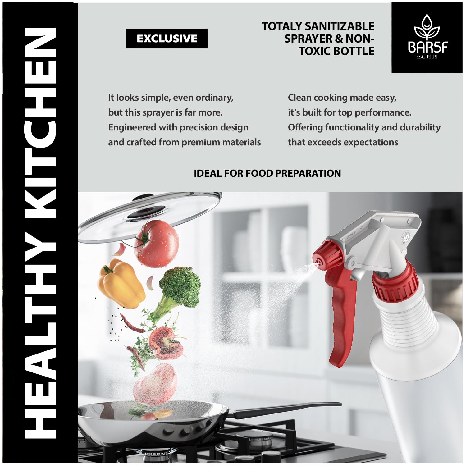 Bar5F ergonomic trigger sprayer for comfortable grilling and marinating.