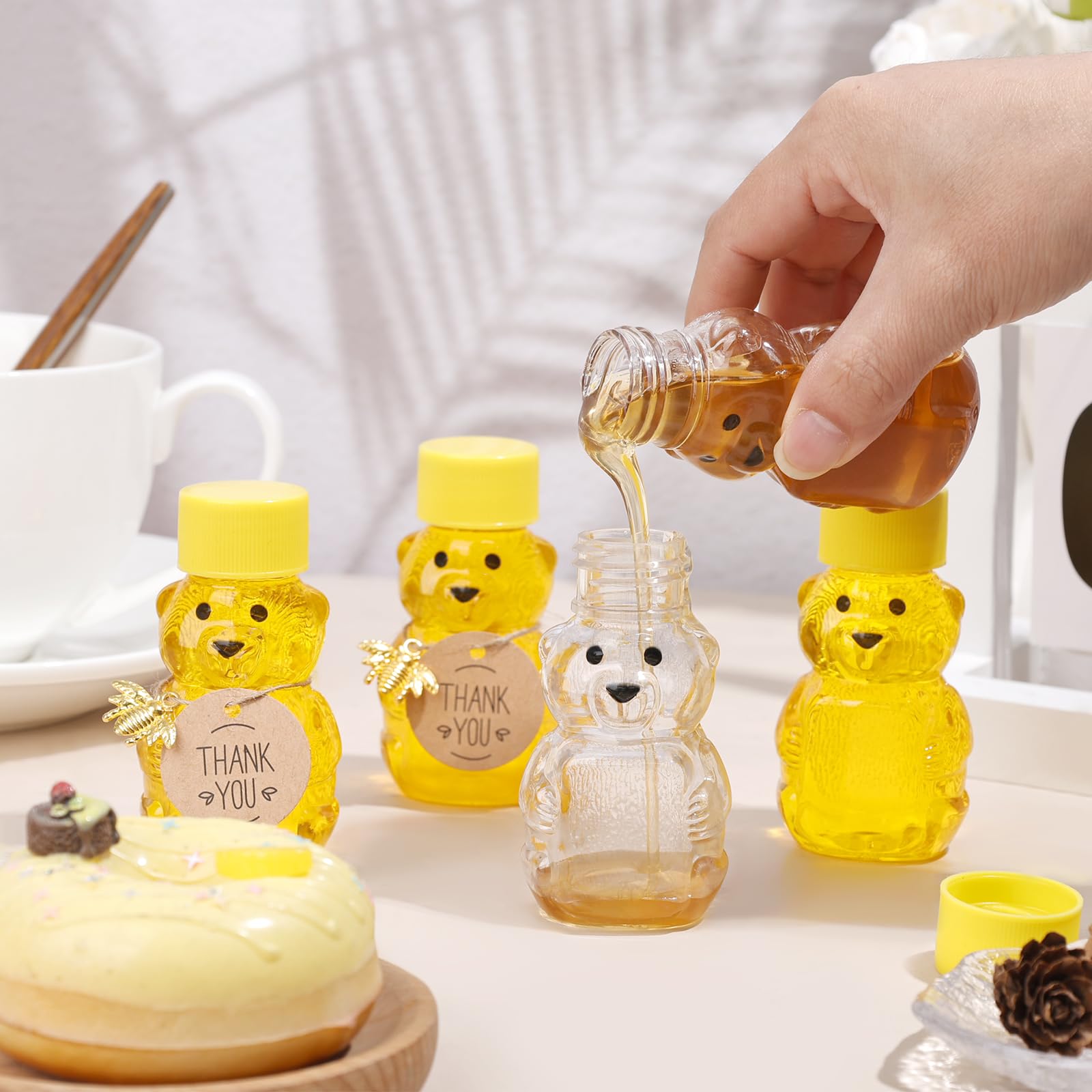 Barafat clear plastic bear jar showcases contents attractively.