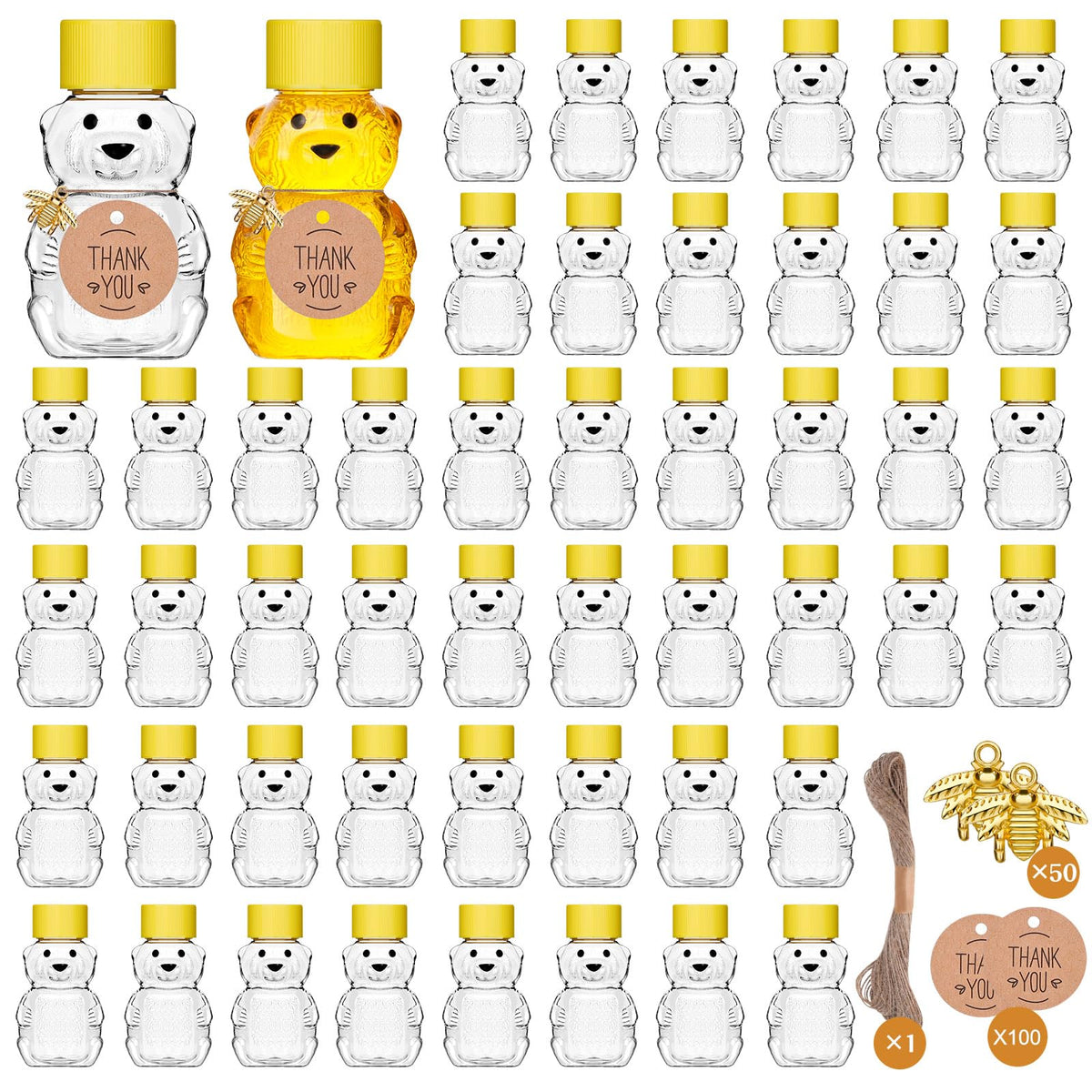 Barafat honey bear bottle 2oz with clear body for honey or jams.