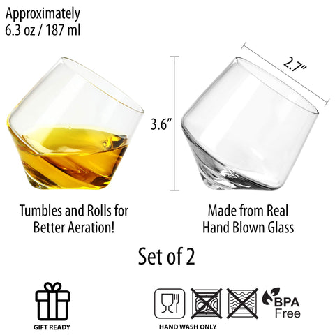 Barbuzzo elegant black gift box packaging for rolling whiskey glasses