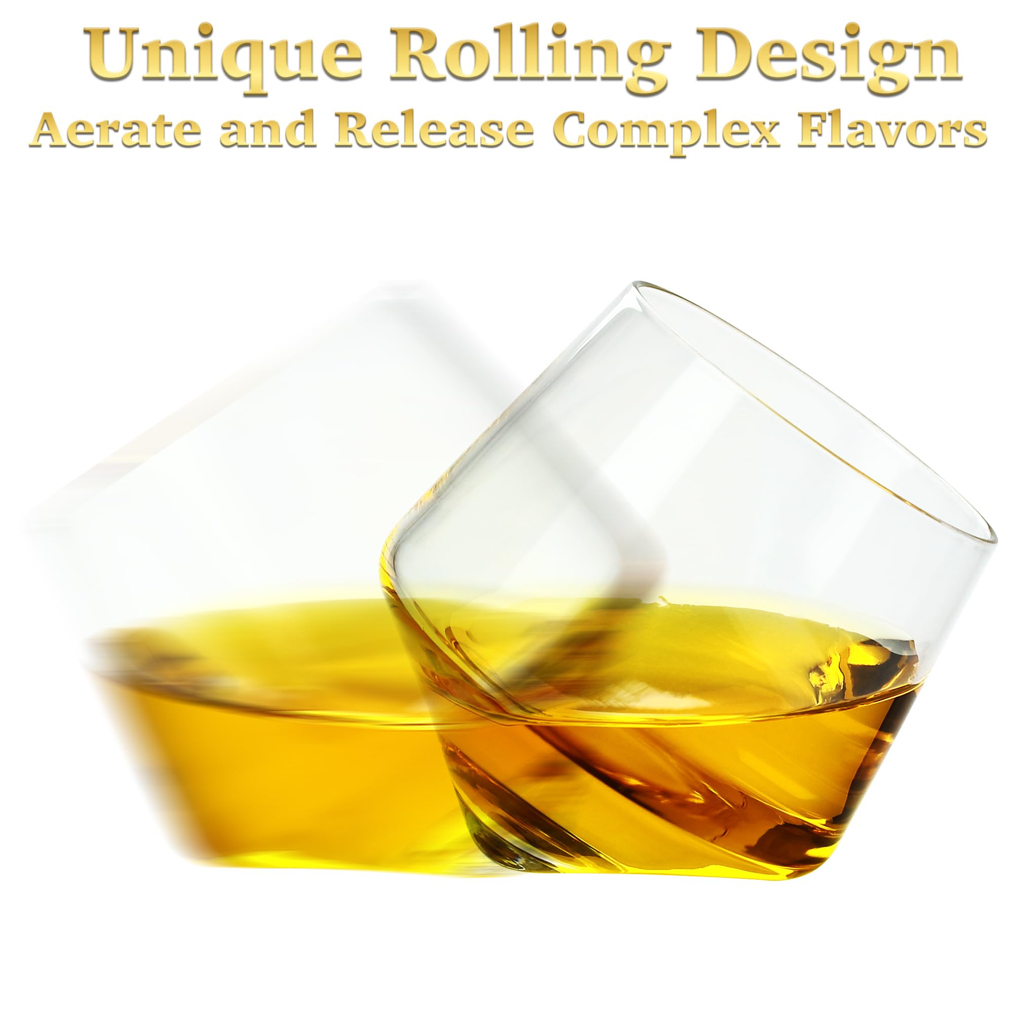 Barbuzzo hand-blown rolling whiskey glass with tapered base for leg checking and aroma release