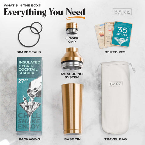Bare Barrel set with 35 recipe cards for cocktail inspiration