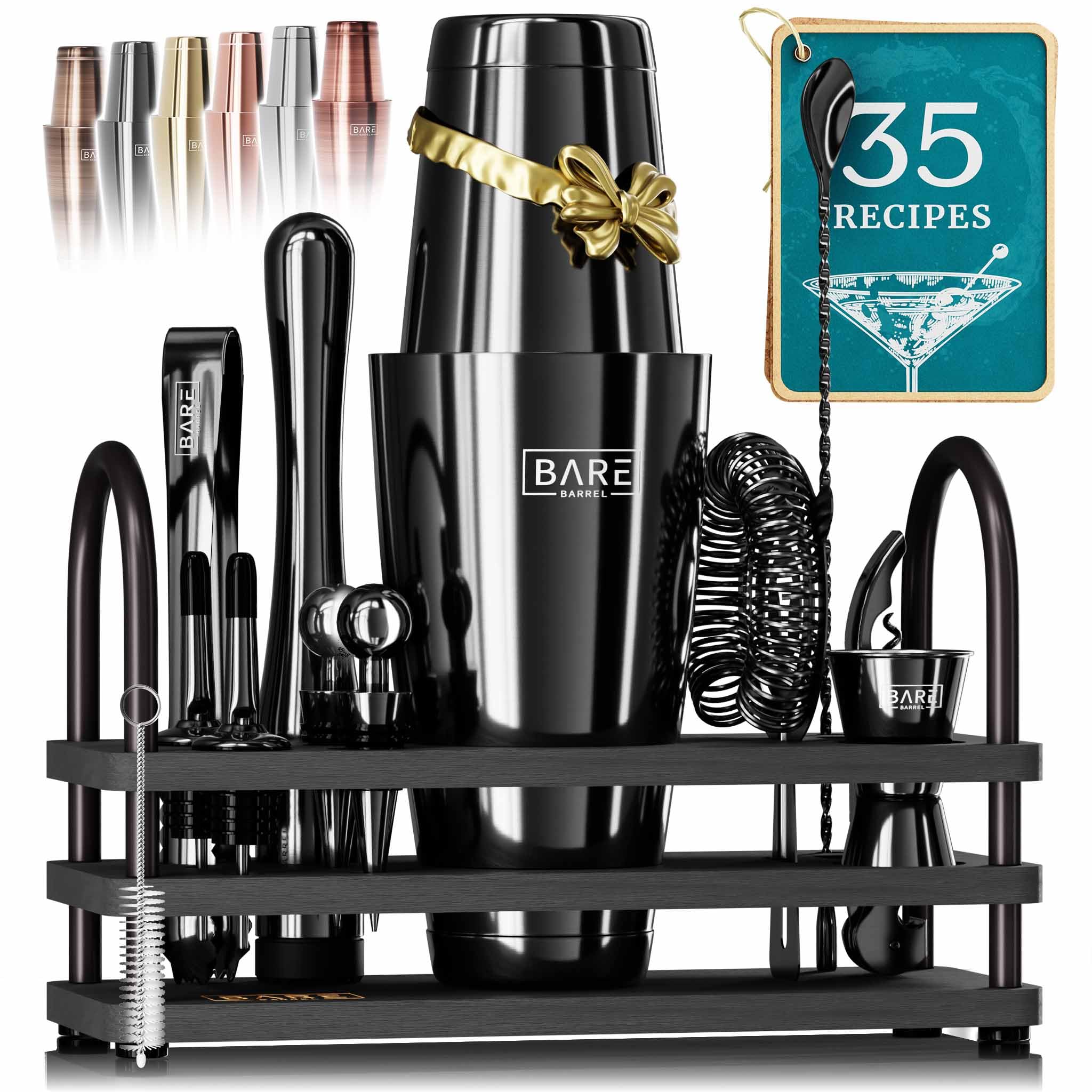 Bare Barrel Boston shaker 28oz with jet black finish for smooth cocktails.