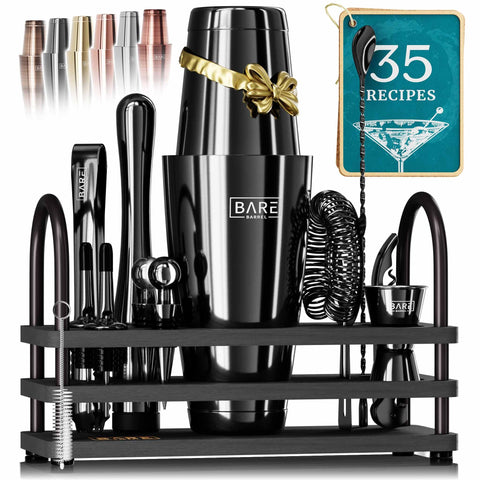 Bare Barrel Boston shaker 28oz with jet black finish for smooth cocktails.