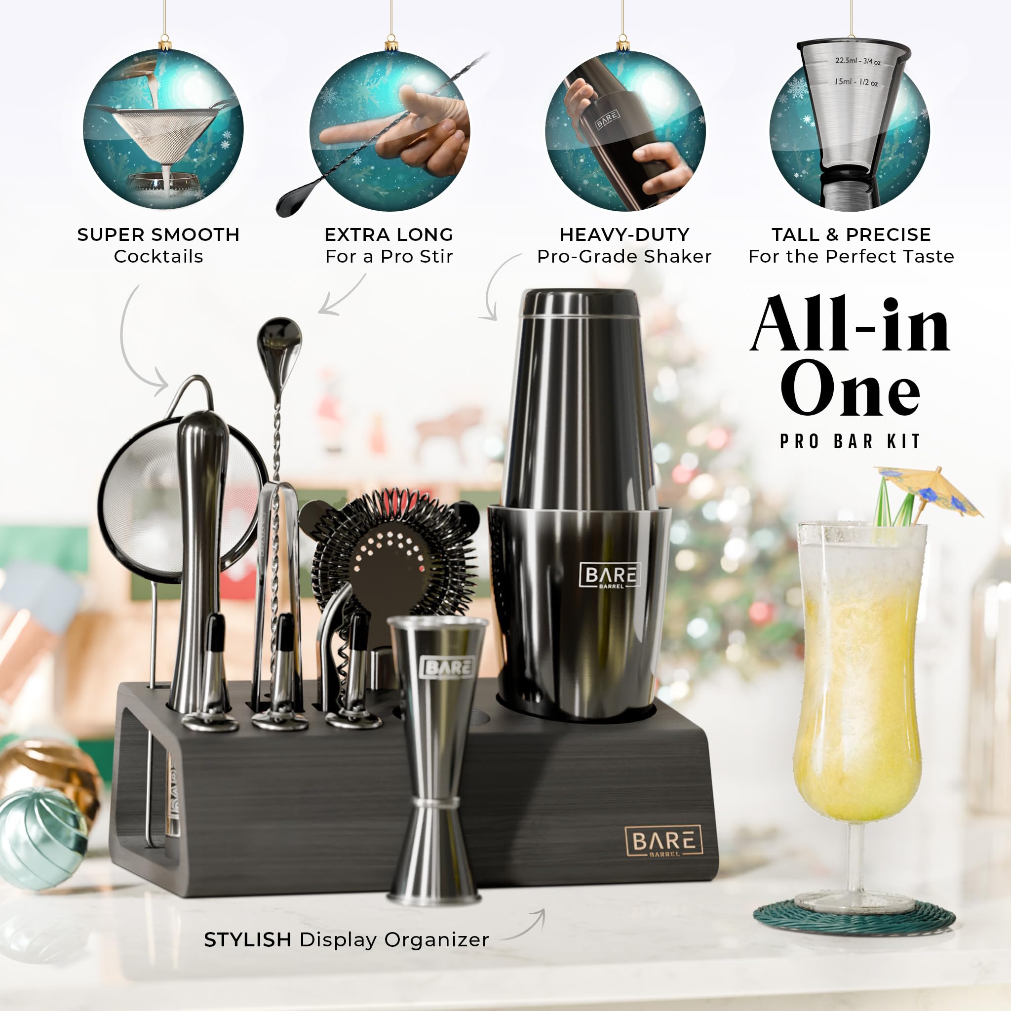 Bare Barrel cocktail strainer provides clean pours and precision control