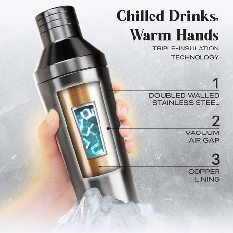 Bare Barrel double-wall stainless steel design resists heat and condensation.