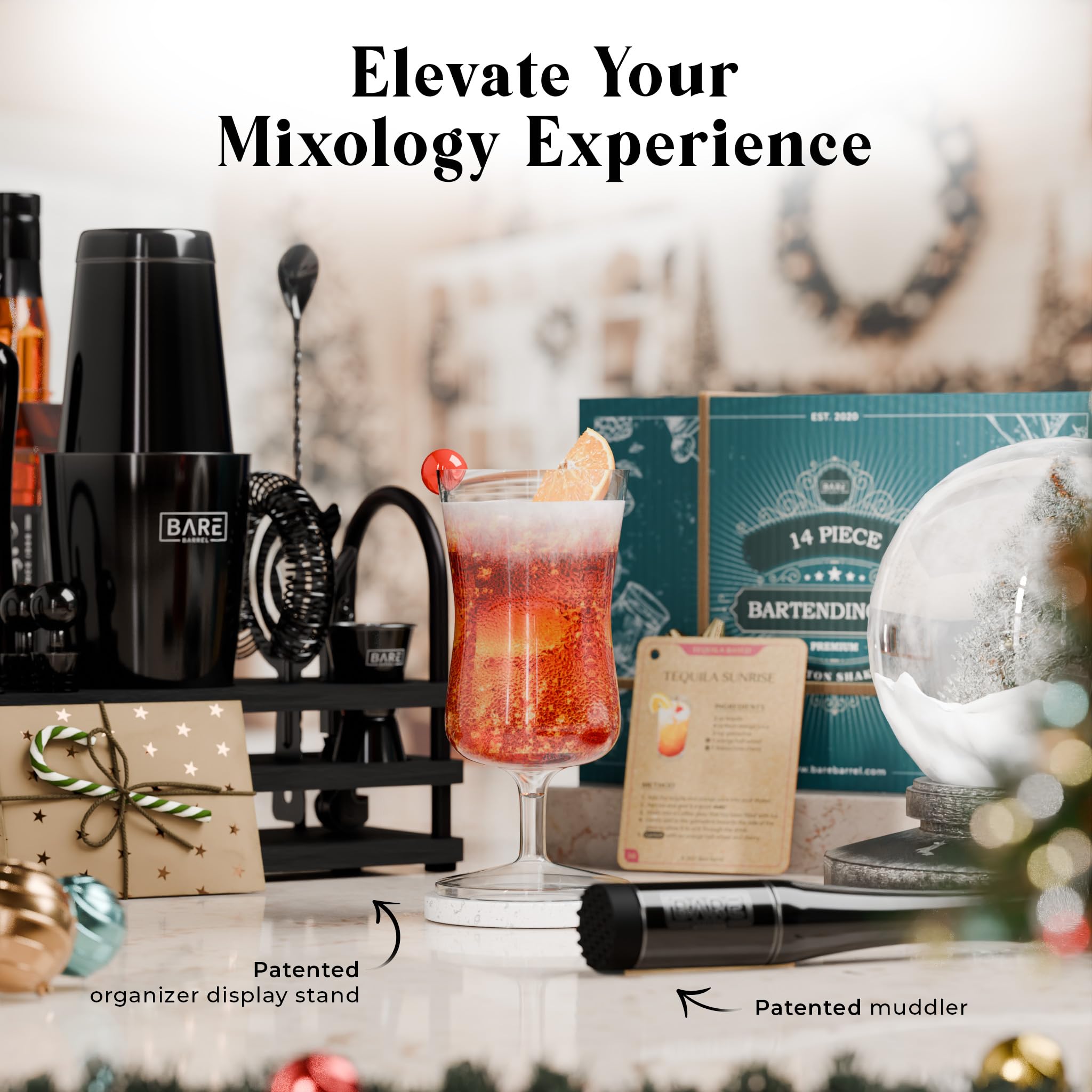 Bare Barrel gift set presentation makes an impressive gift for cocktail lovers.