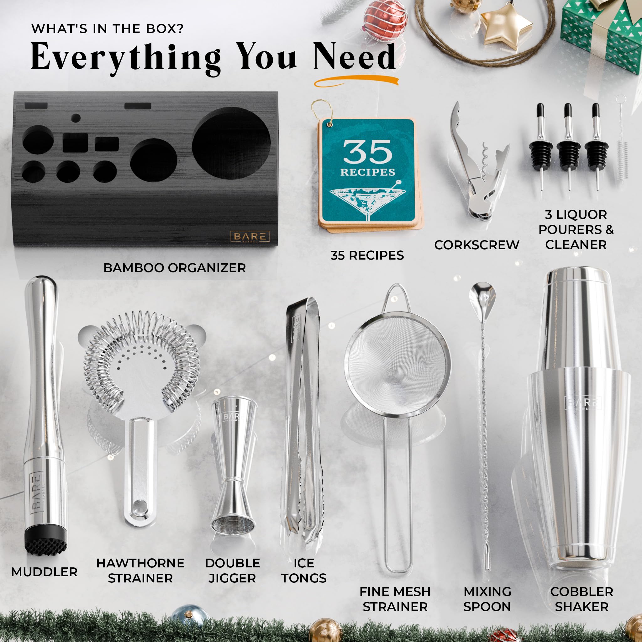 Bare Barrel recipe cards collection inspires 35 cocktail ideas.