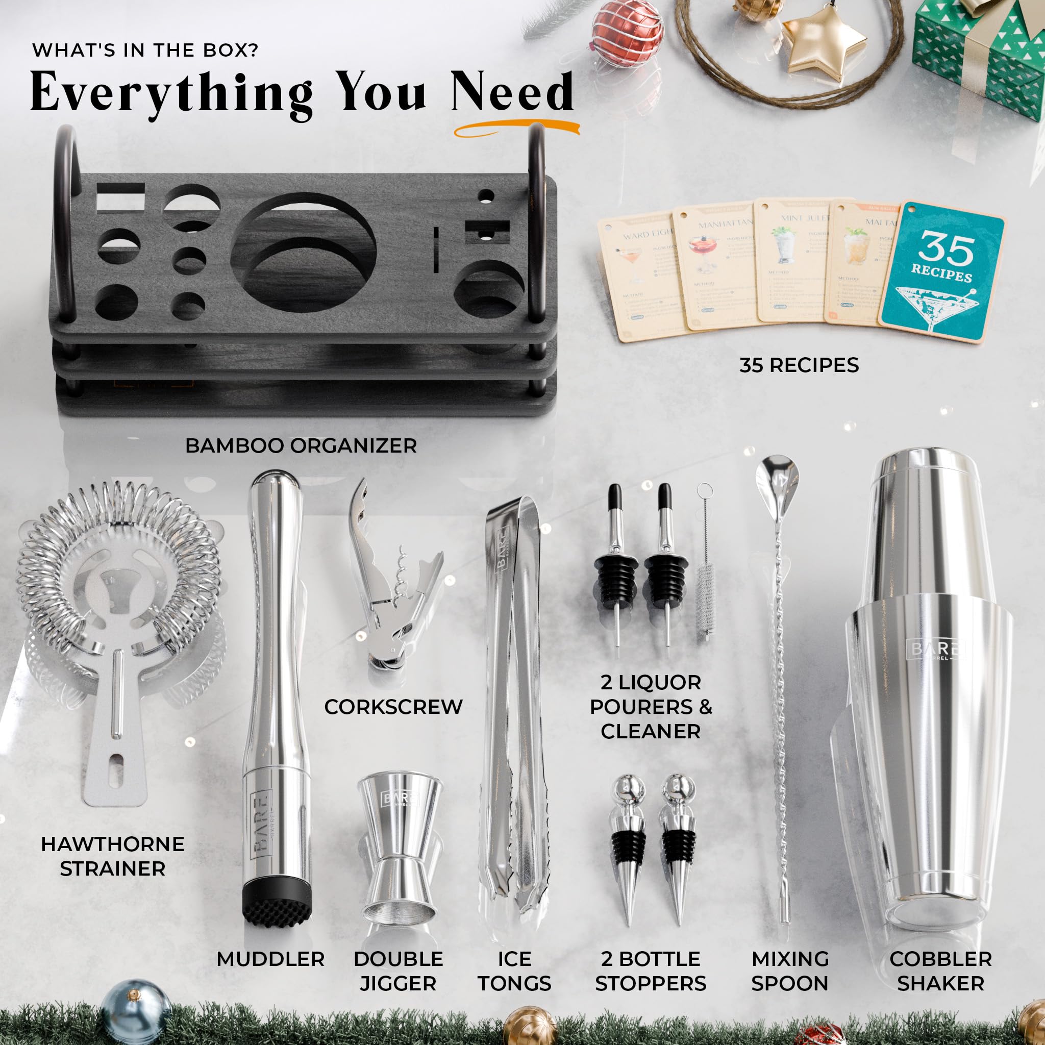 Bare Barrel Stainless Steel Tools maintain shine and rust resistance
