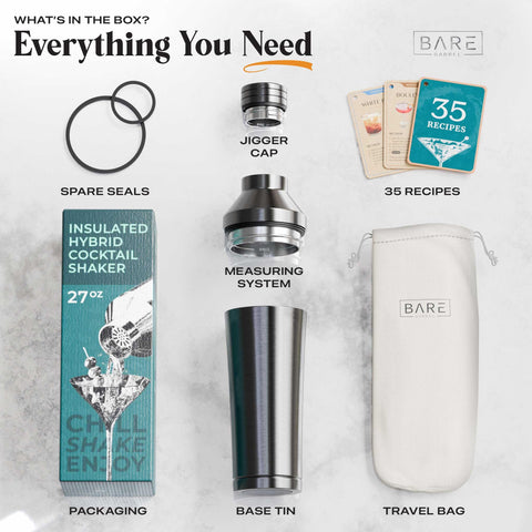 Bare Barrel built-in strainer streams drinks with minimal drips.