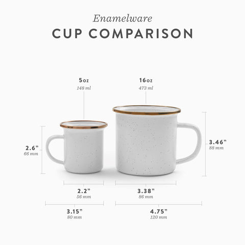Barebones enamel cup set for outdoor dining, hot drinks and soups
