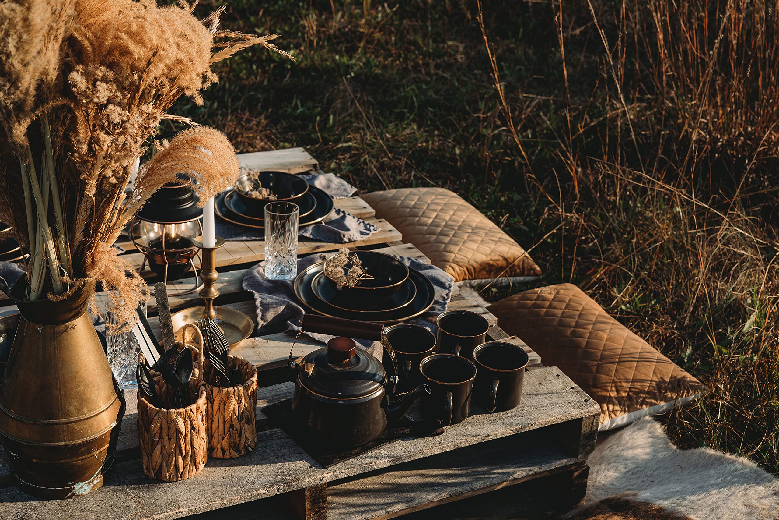 Barebones enamel cup compact pair, perfect for picnics and travel