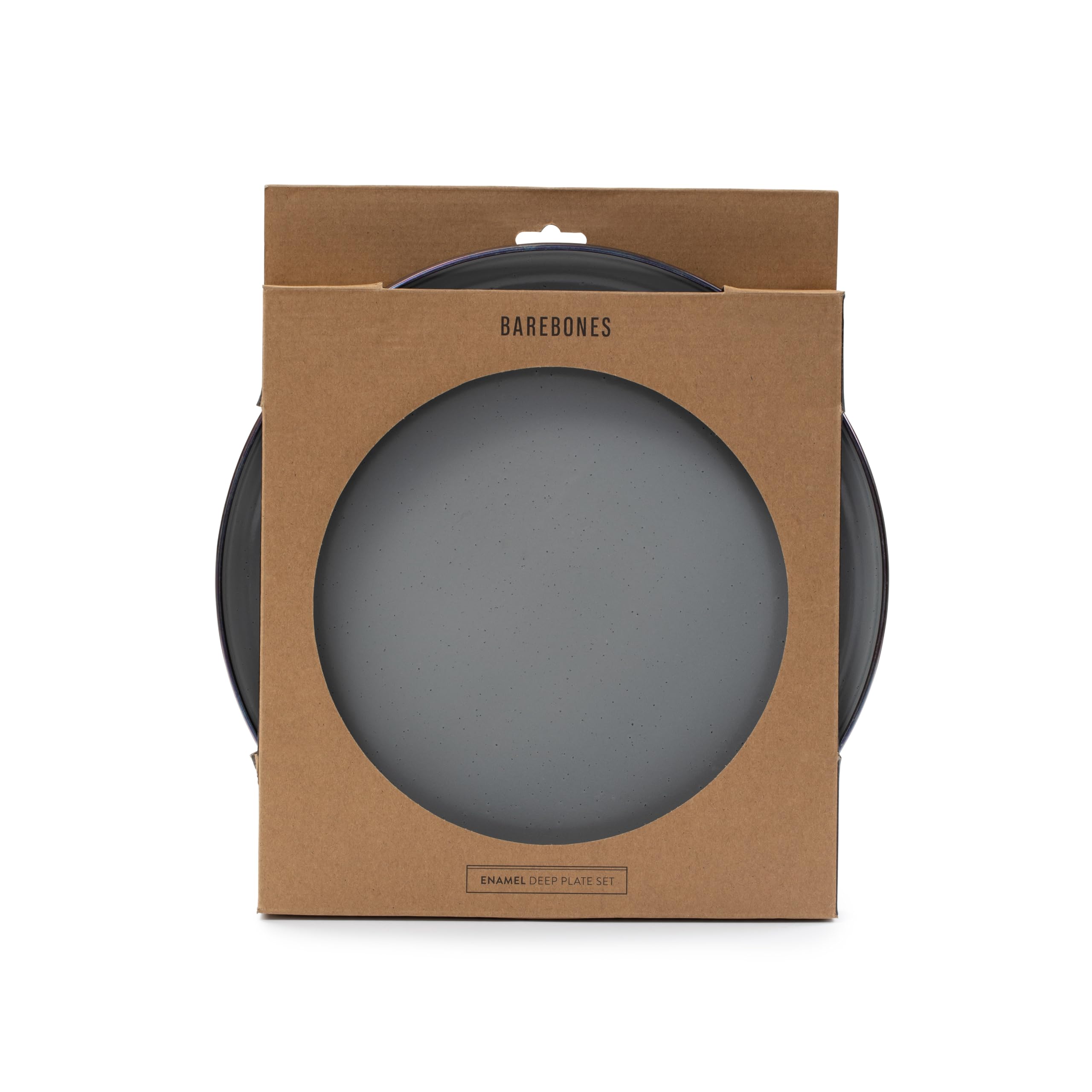 Barebones enamel deep plate with hand-finished trim for outdoor dining aesthetics