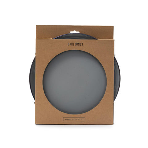 Barebones enamel deep plate with hand-finished trim for outdoor dining aesthetics