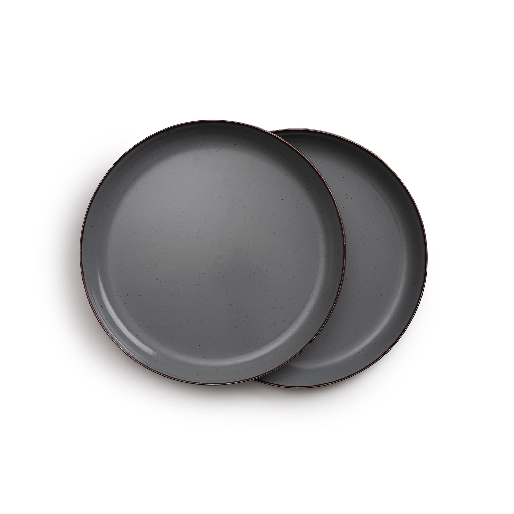 Barebones enamel deep plate with slate-gray rim for outdoor dining